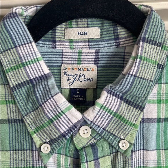 J. Crew Madras Plaid Button Down Mens L - Picture 3 of 3